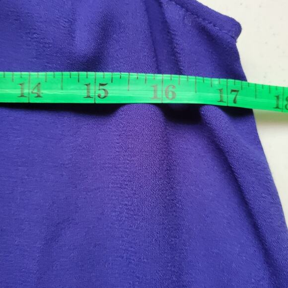 Halogen Blue Sleeveless Crew Neck Zip Back Career Modest Midi Trapeze Dress‎ -XS - Picture 5 of 6